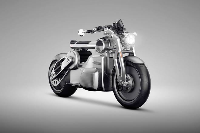 Curtiss Zeus: Despite only currently offering a 2163cc V-twin petrol bike for sale, Curtiss are an electric bike manufacturer. They have only released prototypes and concepts so far, including a café racer and bobber variant of their Zeus concept.
