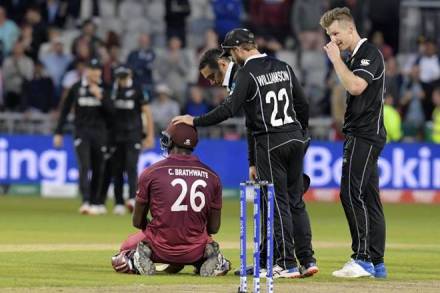 Brathwaite's remarkable hundred nearly saw the West Indies to an incredible success at Old Trafford. (Twitter/Cricket World Cricket Cup)