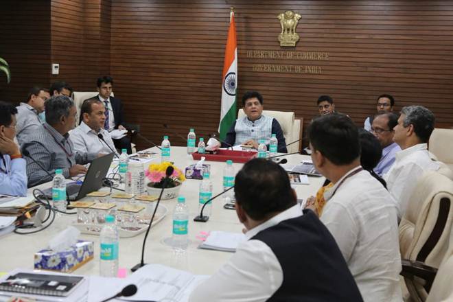 Goyal directed the four ministries to work in coordination so that the 14 per cent logistics cost may be brought down to 9 per cent. (Twitter image) Goyal directed the four ministries to work in coordination so that the 14 per cent logistics cost may be brought down to 9 per cent. (Twitter image)