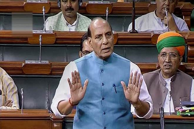 Defence Minister Rajnath Singh speaks in the Lok Sabha (PTI Photo) Defence Minister Rajnath Singh speaks in the Lok Sabha (PTI Photo)