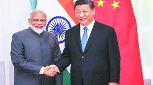 Prime Minister Narendra Modi with Chinese President Xi Jinping ahead of the SCO summit, in Bishkek on Thursday