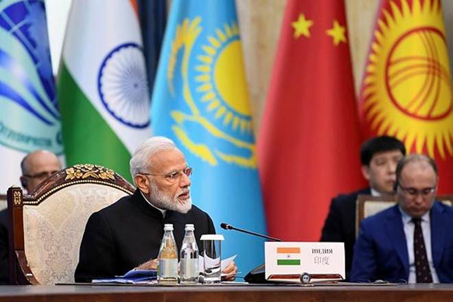 Prime Minister Narendra Modi at the delegation level meeting of the Shanghai Cooperation Organization (SCO) Summit, in Bishkek, Kyrgyzstan on Friday. (PTI Photo) Prime Minister Narendra Modi at the delegation level meeting of the Shanghai Cooperation Organization (SCO) Summit, in Bishkek, Kyrgyzstan on Friday. (PTI Photo)