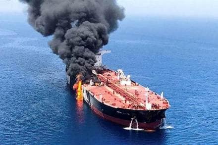 In an unusual step, U.S. Central Command released video footage of what it said was an Islamic Revolutionary Guard Corps patrol boat removing an unexploded mine from the Kokuka Courageous tanker after another mine had detonated and damaged it. (Reuters)