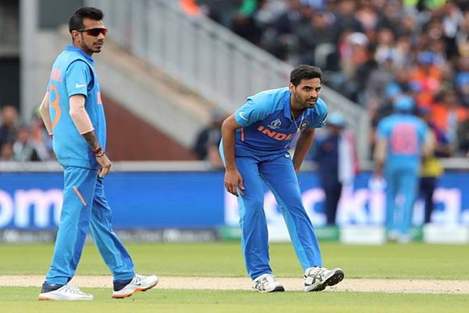 ccording to BCCI media team, Bhuvneshwar suffered "tightness in his left hamstring" which forced him to leave the field after bowling 2.4 overs. (AP Photo)