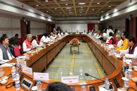 PM Narendra Modi with the heads of various political parties in New Delhi on Wednesday (PTI)