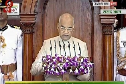 President Ram Nath Kovind addressing joint sitting of both the Houses of the Parliament (ANI Photo) President Ram Nath Kovind addressing joint sitting of both the Houses of the Parliament (ANI Photo)