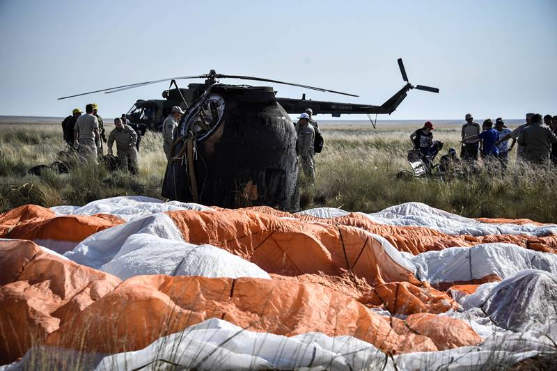 NASA, NASA astronauts, astronauts, astronauts return to earth, International Space Station, Soyuz rocket, rocket, NASA images