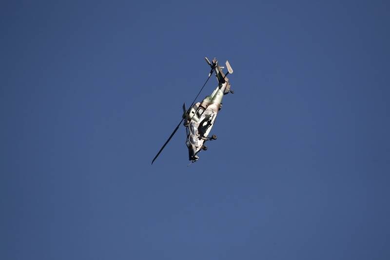 A French Army Eurocopter Tiger helicopter fly at the ongoing 53rd International Paris Air Show at Le Bourget Airport near Paris on Monday (AP Photo)