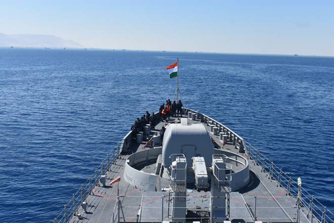 INS Tarkash at anchor berth buoy no 23 off suez canal INS Tarkash at anchor berth buoy no 23 off suez canal
