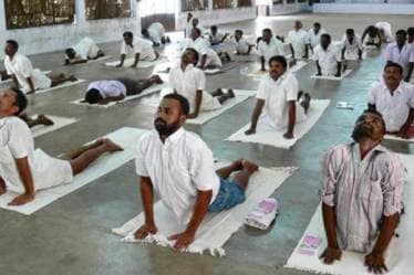 Prisoners performing Yoga