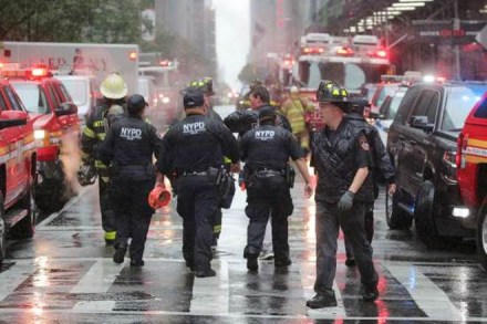 Rescue vehicles swarmed to the scene a few blocks from Rockefeller Center.