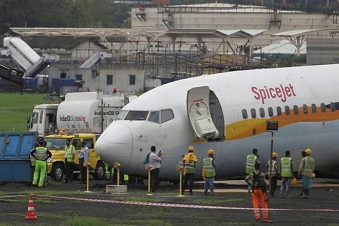 A SpiceJet flight from Jaipur carrying 167 passengers and crew overshot the runway after landing amid heavy rains. (Reuters)
