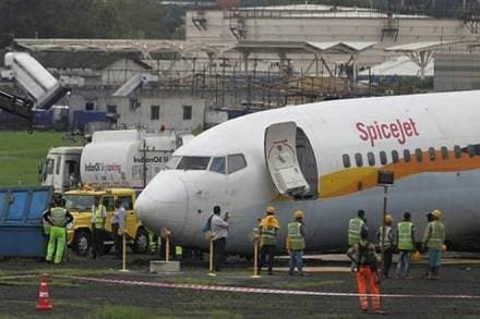 A SpiceJet flight from Jaipur carrying 167 passengers and crew overshot the runway after landing amid heavy rains. (Reuters)
