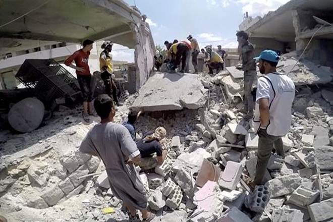 Russian and regime aircraft have since late April ramped up deadly bombardment of the Idlib region of about three million people in northwest Syria (Reuters photo)