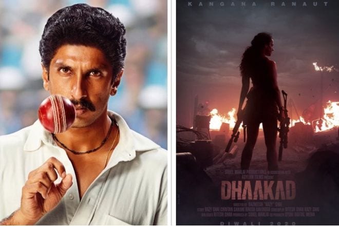 Poster of upcoming movies Dhaakad and 83