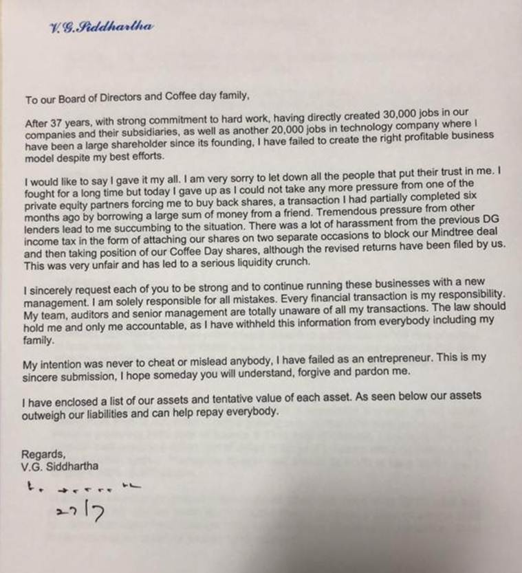 Café Coffee Day, Café Coffee Day dead, VG Siddhartha, VG Siddhartha dead, VG Siddhartha cremated, india news Café Coffee Day, Café Coffee Day dead, VG Siddhartha, VG Siddhartha dead, VG Siddhartha cremated, india news