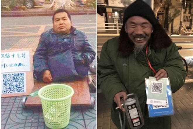 Beggars with QR code: Chinese poor collect alms in mobile wallets, ditch tin bowls Beggars with QR code: Chinese poor collect alms in mobile wallets, ditch tin bowls