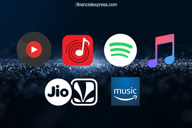 YouTube Music, Spotify, Jio Saavn, Wynk, Gaana