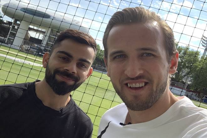 Virat Kohli with Harry Kane. (PIC: Twitter)