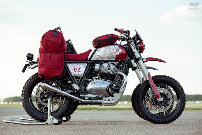 The Great Malle Rally runs some 2000 km across varied terrain of mainland Britain. They needed two motorcycles for the five-day rally to support the 100 'very inappropriate' custom and classic motorcycles. Royal Enfield was in on the plan when the two pitched the idea of custom-built rally-spec Interceptors as support bikes. (Source: Bikeexif)