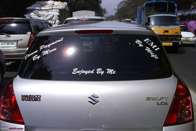 Bumper stickers used to be witty little one liners but then someone got the idea of letting people customise and write whatever they want. The result is that we have to read stuff like this on the road.