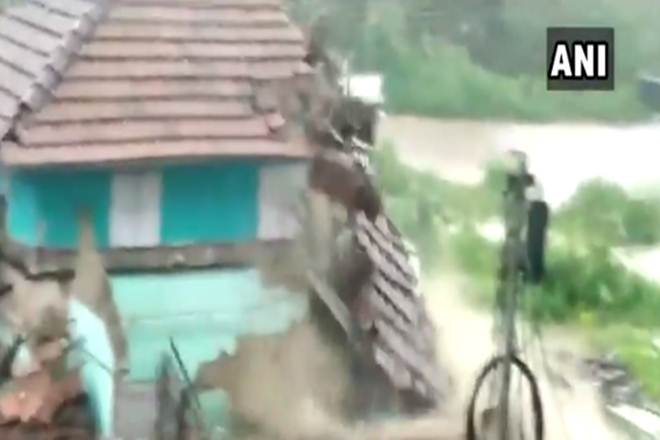 A house in Kalpetta in Kerala collapsed following heavy rainfall in the region (Source: Screengrab)