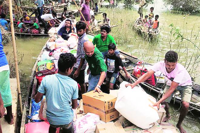 Each of the 110 RHA city teams has adopted five villages and is serving rations to people for five days ending August 15 Each of the 110 RHA city teams has adopted five villages and is serving rations to people for five days ending August 15