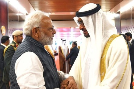 The Crown Prince of Abu Dhabi accompanied Prime Minister Modi to the airport. (Twitter image) The Crown Prince of Abu Dhabi accompanied Prime Minister Modi to the airport. (Twitter image)
