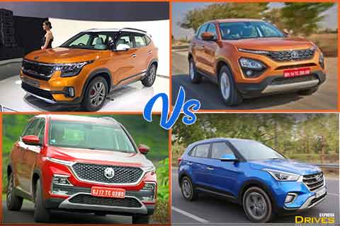 Kia Seltos Vs Hyundai Creta Vs Tata Harrier Vs MG Hector: Specification Comparison