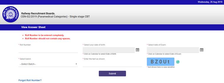RRB Paramedical Answer Key 2019 released: Here’s how to download, raise objections