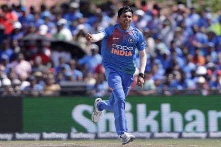 Navdeep Saini claimed three wickets for 17 while Bhuvneshwar Kumar took two wickets to restrict West Indies to 95 for 9 after they were put to bat. (AP Photo)