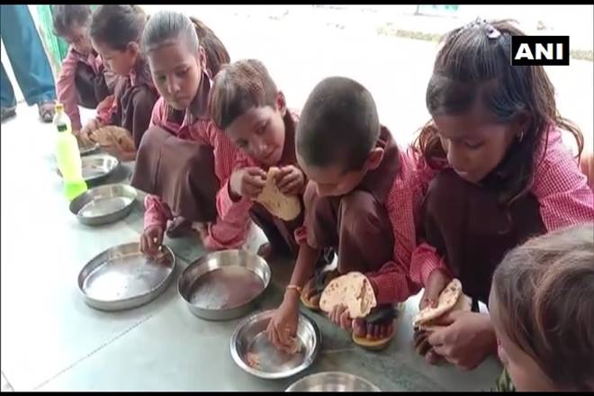 up mid-day meal, roti salt meal, mirzapur school, up latest news, yogi adityanath