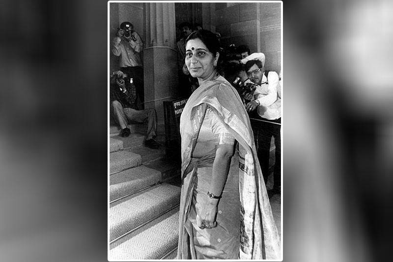 BJP Leader Sushma Swaraj at the first day of Parliament. (Express archive photo by Sunil Saxena)