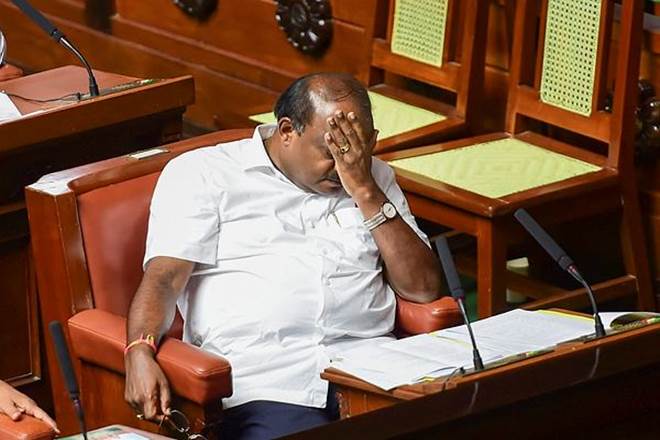 Former Karnataka Chief Minister HD Kumaraswamy in Assembly Session at Vidhana Soudha. (PTI)