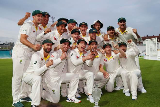 Australia players celebrate with the Ashes trophy and urn after drawing the series to retain the Ashes (Reuters Photo) Australia players celebrate with the Ashes trophy and urn after drawing the series to retain the Ashes (Reuters Photo)