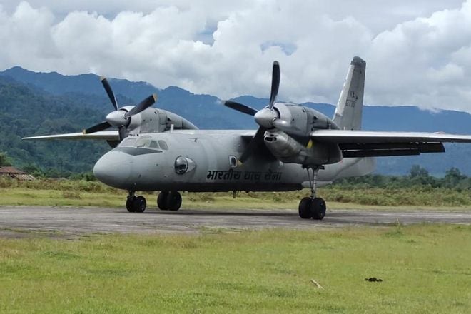 An AN-32 transport aircraft landed at Vijayanagar ALG in Arunachal Pradesh. An AN-32 transport aircraft landed at Vijayanagar ALG in Arunachal Pradesh.