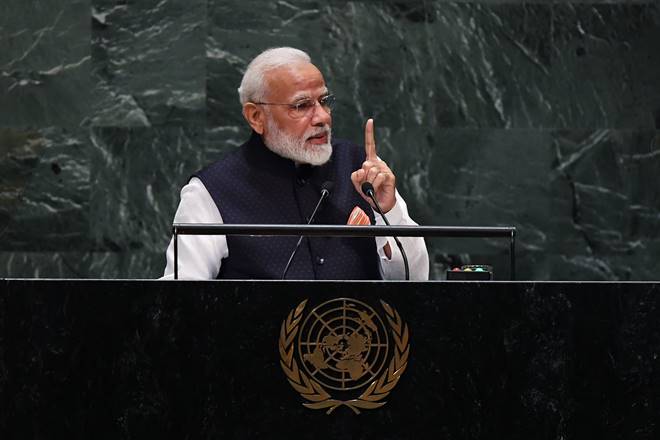 Prime Minister Narendra Modi addresses the 74th session of the United Nations General Assembly at UN headquarters in New York. 
