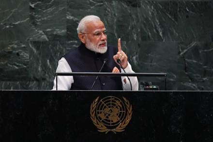 Prime Minister Narendra Modi addresses the 74th session of the United Nations General Assembly at UN headquarters in New York. 