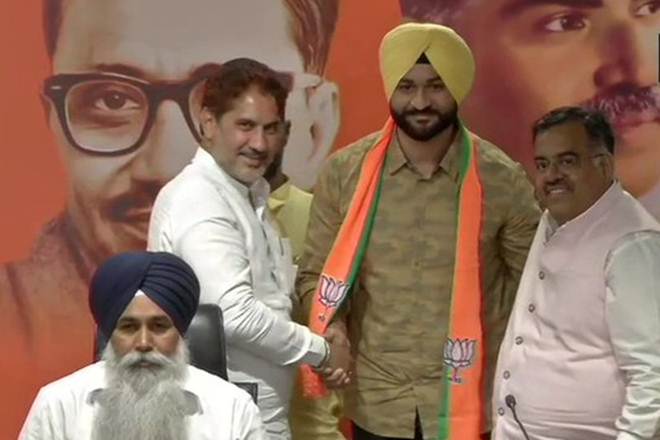 Sandeep Singh joined BJP in the presence of Haryana BJP chief Subhash Barala. (ANI Photo)