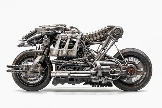 While most of what you saw on the screen was the magic of CGI, but they did actually build a couple of actual Moto-Terminators to star in the film. (Photo: Peterson Automotive Museum)