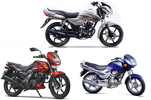 Three TVS 125cc motorcycles that are now discontinued: Victor, Flame and Phoenix