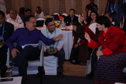 India health minister Harsh Wardhan with representatives of other countries at the Ministerial Roundtable of RC72, countries on Monday. Image: Twitter/@WHOSEARO India health minister Harsh Wardhan with representatives of other countries at the Ministerial Roundtable of RC72, countries on Monday. Image: Twitter/@WHOSEARO