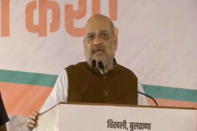 Opposition asks what is Article 370's relation with Maharashtra elections? the entire country wants Kashmir to be an integral part of India, says Shah at poll rally (Twitter image)