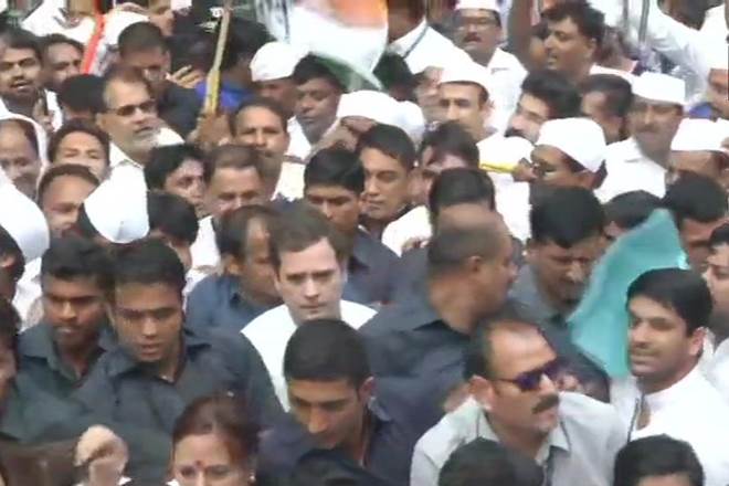 The march will conclude with an oath to be administered to workers and leaders by party president Sonia Gandhi at Rajghat. (ANI Photo)