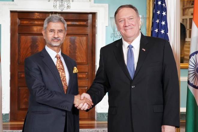 Jaishankar and Pompeo met at the Foggy Bottom headquarters of the State Department on Monday. (Twitter image)
