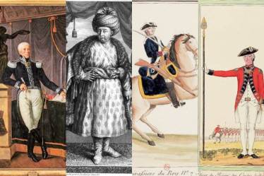 Various works of art on display include portraits and miniature paintings of French aristocrats and Indian rulers depicting lifestyle in the 17th and 18th centuries