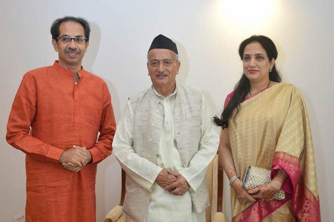 Uddhav Thackeray along with his wife Rashmi met Governor Bhagat Singh Koshyari at Raj Bhavan in Mumbai. (PTI Image)
