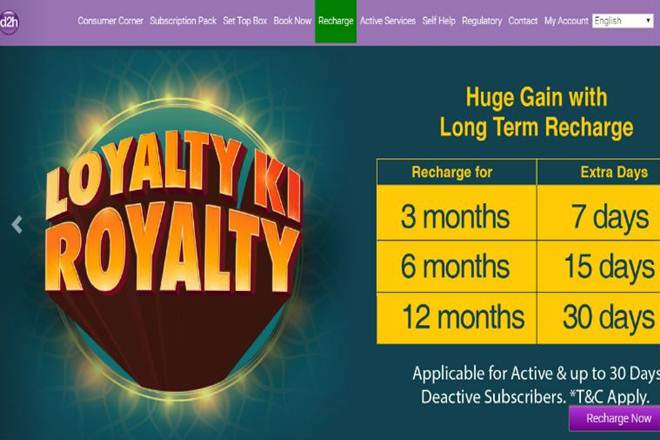 d2h, DTH, free service, inactive user, Dish TV, tata sky, industry news, Airtel Digital TV,Android TV, Dish TV India,d2h recharge,d2h login, d2h plans