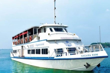 Sagararani, luxury cruise, Arabian sea, Kochi, Bolgatty Palace, Cochin Shipyard, Cochin Port Trust, International Container Transshipment Terminal, Mattanchery, Vypeen, Fort Kochi, Kerala Shipping and Inland Navigation Corporation Ltd.