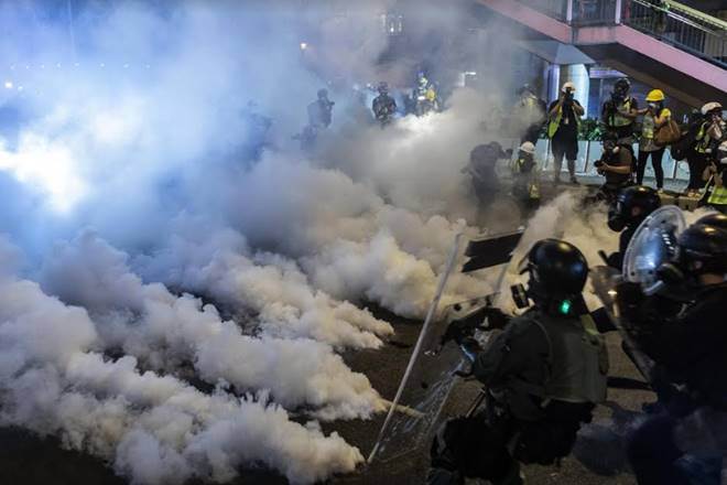 Tear gas, thousand, police, Hong Kong march, Hong Kong protest, Joshua Wong